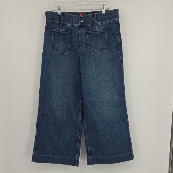 SPANX Denim - SPANX Every Wear Cropped Wide Leg Jeans with Patch Pockets Blue Size 1X